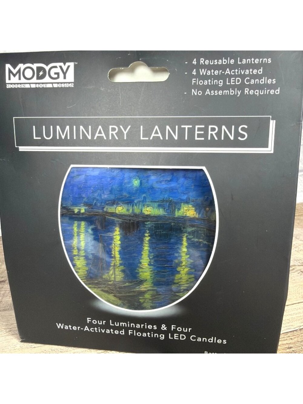 Luminary Lanterns Starry Night Van Gogh Reusable Set of 4 Flameless LED Candles - Picture 11 of 11